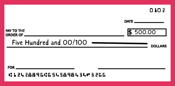 how to write $500 on a check